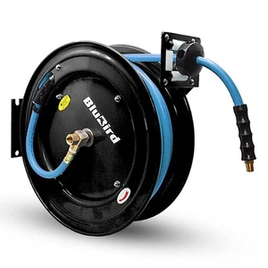 BBR1250 20ga. Retractable Hose Reel with 1/2" X 50' Air Hose, 12 Point Ratche... - Picture 1 of 9