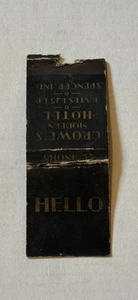 Crowes Modern Hotel Spencer Indiana Vintage Matchbook Cubierta 186B - Imagen 1 de 1