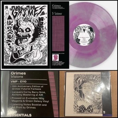 GRIMES Visions LP 180 Gram Magenta Green Vinyl Me Please VMP Art Print + Booklet - Image 1 of 4