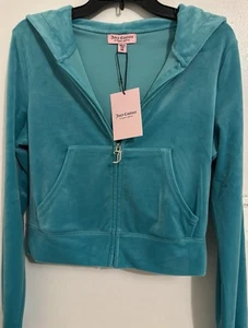 NWT Juicy Couture Velour Coastal Teal Green Track Suit sweatsuit Women Size M - Picture 1 of 11
