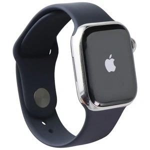 Apple Watch Series 8 (41mm) A2772 GPS + LTE - Silver SS/Midnight Sport Band M/L - Picture 1 of 4