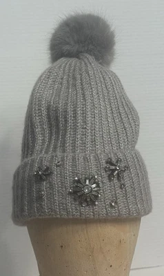 维多利亚的秘密天使冬季雪花闪耀球形帽子豆豆灰色 O/S — 第 1/4 张图片