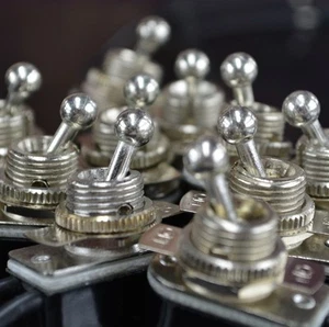 10-Pack On/Off Toggle Switch - Nickel Plated - 6A/120V - Steampunk Switch 2-Wire - Picture 1 of 3