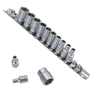 1/4 "dr métrico zócalos poco profundos 13pc 4mm - 14mm 6 lados hexagonal simple en riel TE047 - Imagen 1 de 5