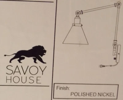 Aplique de pared ajustable de 1 luz Savoy 9-9131CP-1-109 Drake en níquel pulido Foto 1 de 3