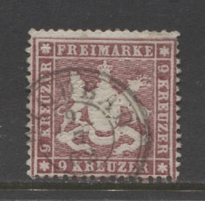 Deutschland Staaten 1861 WÜRTTEMBERG 9 Kreuzer Wappen gebraucht, 540,00 $ - Bild 1 von 1