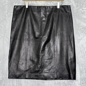 Talbots Skirt Womens 16 Black Leather Pencil Straight Capsule Minimalist Office - Picture 1 of 11