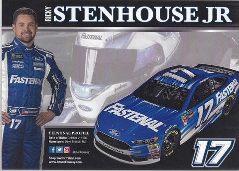 2018 RICKY STENHOUSE JR "FASTENAL ROUSH FORD" #17 NASCAR MONSTER ENERGY POSTCARD Cover