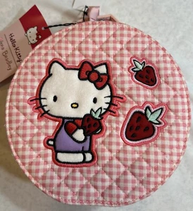 Vera Bradley Sanrio Hello kitty Paisley Pink White Gingham Cosmetic Case Bag New - Picture 1 of 5