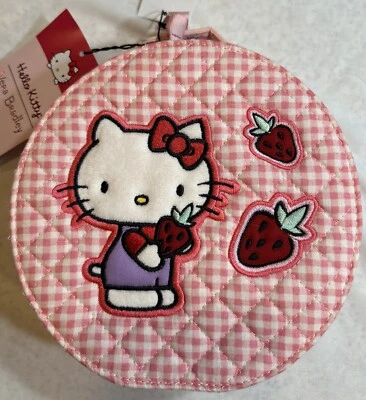 Vera Bradley Sanrio Hello kitty Paisley Pink White Gingham Cosmetic Case Bag New - Image 1 of 4
