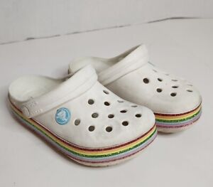 CROCS Croc Band Rainbow Glitter Pride Clog Slip on Toddler Girls Size C10