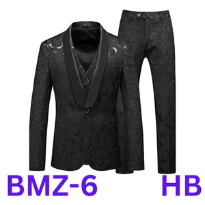 MOGU Mens 3 Piece Suit Slim Fit White Black Tuxedos for Prom Wedding US Size 34 - Picture 1 of 8
