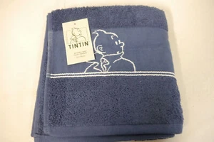 TIM & STRUPPI Tintin  Handtuch + Waschlappen indigo blau  50x100cm - Bild 1 von 3