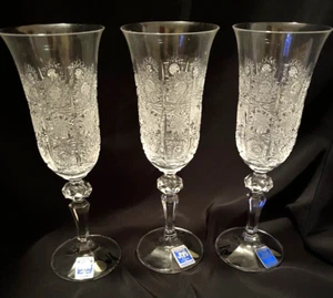 Weingläser Böhmen Kristall Sektflöte Glas handgeschliffen Czeck Republic - Bild 1 von 4
