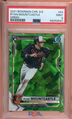Ryan Mountcastle 2021 Bowman Chrome Green Sapphire Rookie /125 RC PSA 9 - Image 1 of 2