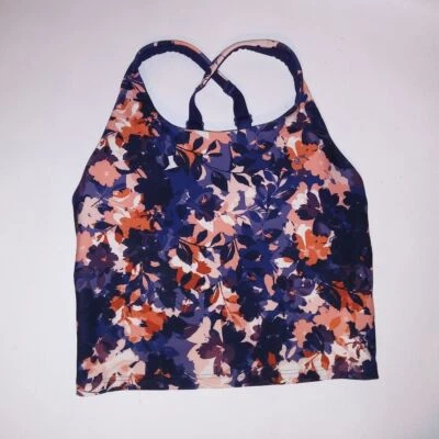 Sutiã esportivo Old Navy pequeno atlético linha longa azul floral acolchoado removível fio - Imagem 1 de 4