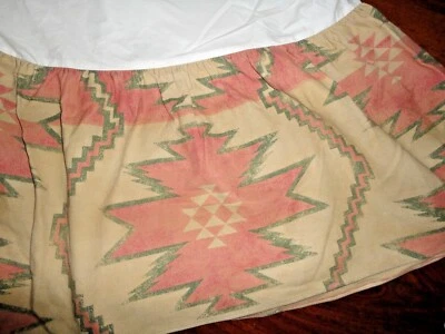 VINTAGE RALPH LAUREN WHITE SANDS SOUTHWESTERN AZTEC GREEN (1) FULL BEDSKIRT 16" - Image 1 of 4