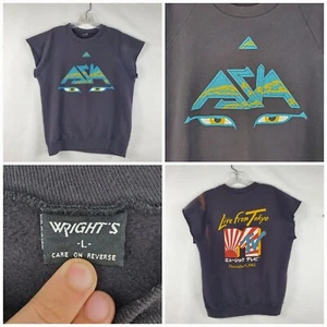 NEU Vintage Asia Live From Tokyo MTV 1983 schwarzes ärmelloses Sweatshirt Large - Bild 1 von 9