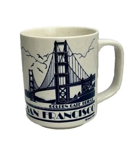 VTG San Francisco Coffee Mug SNCO 1989 Golden Gate Bridge Cable Car Speckled - Picture 1 of 13