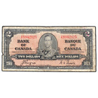 2 $ 1937 billet Banque du Canada Coyne-Towers D/R préfixe BC-22c - déchirure