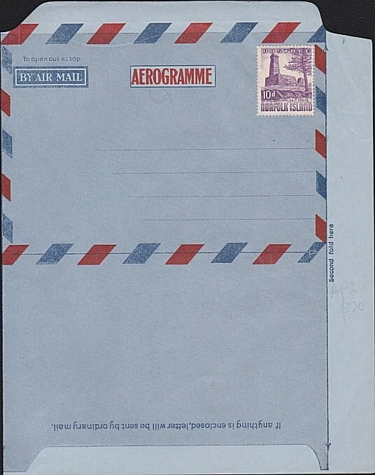 Aerograma fórmula NORFOLK IS Australia con sal 10d añadido..........B7720 Foto 1 de 1