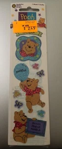 Vintage Unused 90s Winnie the Pooh Personalized Name Stickers - Angela - Picture 1 of 1