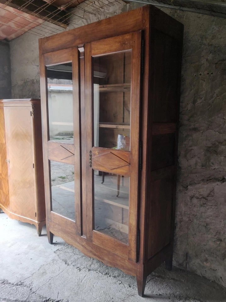 Bibliothèque Louis Philippe vitrée noyer - Photo 1/4