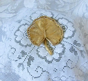Vintage Designer B.S.K. Goldfarbene Blatt Anstecknadel Brosche  - Bild 1 von 7