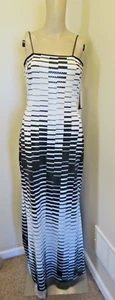 Maxi Vestido JESSICA McClintock Negro Blanco Bodycon Cuentas Acampanado Talla 4 - Imagen 1 de 9