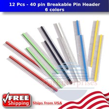 12 Pcs - 40 pin Breakable Pin Header 2.54mm Single Row Male Header Connector Kit