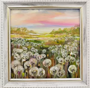 Dandelions field oil painting Original art Landscape wall art Hand painted Gift - Picture 1 of 10
