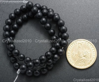 Cuentas redondas de piedras preciosas de ónix negro natural mate de 2 hebras 4 mm 6 mm 8 mm 10 mm 15,5" Foto 1 de 4