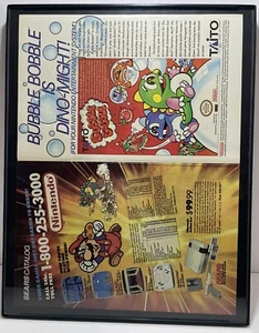 Vintage Nintendo retro Ad Wall Art Framed 11”x 14” Super Mario & Bubble Bobble - Picture 1 of 5