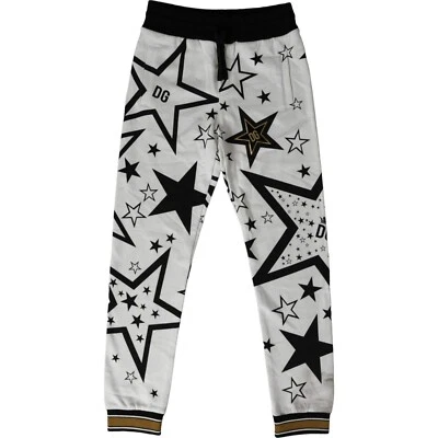 DOLCE & GABBANA Kids Pants White Stars Print Cotton Jogger s.Tag 12 years 250usd - Image 1 of 4