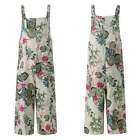 Womens Floral Printed Dungarees Ladies Overalls Baggy Casual Loose Jumpsuits