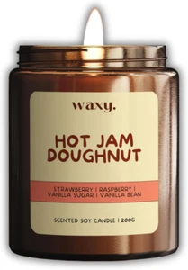 Hot Jam Doughnut Scented Soy Candle – 200G Handmade Candle with Wooden Wick, Amb - Picture 1 of 3