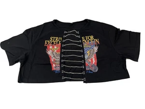 SHEIN SXY Eagle & Letter Graphic Hook And Eye Chain Detail Tee Size XS - Picture 1 of 16