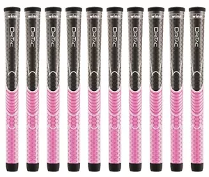 Set of 10 Winn Dri-Tac Golf Grips for Women - Pink/Dark Grey 3DT-GPK - Picture 1 of 6