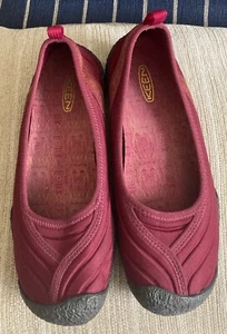 KEEN WOMEN’S SIENNA MJ CANVAS SHOES BURGUNDY SLIP-ON FLATS ECO COMFORT US SZ 9 - Picture 1 of 10