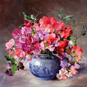 Anne Cotterill Art Blank Greeting / Birthday Card - Bouquet Sweet Peas Flowers