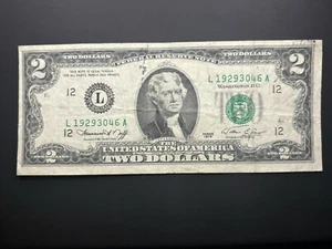 1976 $2 Two Dollar With Wet Ink Error/Partial Anniversary Date Circulated - Picture 1 of 10