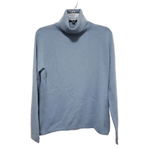Classiques Entier Sweater Women's M Blue 100% Cashmere Turtleneck Old Money - Picture 1 of 13