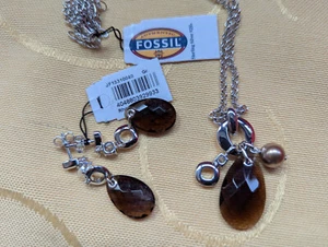 Fossil Damenschmuck Ohrstecker Kette Anhänger Silber - Bild 1 von 4