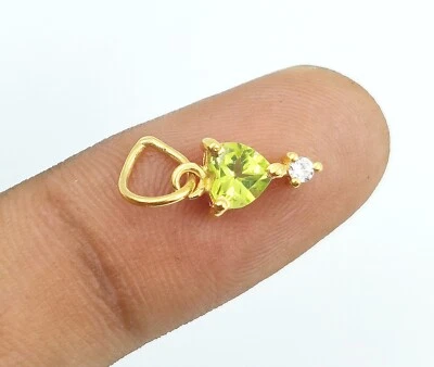 Natural Peridot Charms Pendant 18k Gold Handmade Pendant, Gold Garnet Pendant - Image 1 of 4