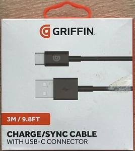 Griffin Charge USB-A to USB-C Cable 3m long Black - No Box - Picture 1 of 3