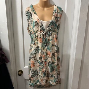 Merona Yellow and Green Floral Layered Dress in L - Picture 1 of 1