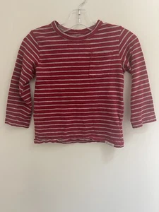 babyGap Kids Boys Striped 100% Cotton Crewneck Pocket Long Sleeve Shirt Red 4 Yr - Picture 1 of 4