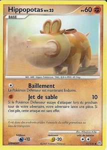 Carte Pokemon " HIPPOPOTAS " Niv 23 Diamant & Perle PV 60 51/130 UNCO VF - Imagen 1 de 1