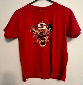 Gildan Youth USA Baseball Red Short Sleeve Cotton T-Shirt Size Youth Large - Picture 1 of 4