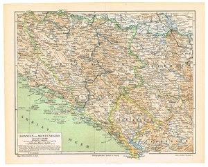 MONTENEGRO BOSNIEN und HERZEGOWINA 1892 KROATIEN Original Karte DALMATIEN - Bild 1 von 9